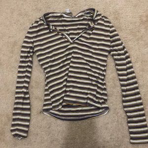 Rainbow Striped Cropped Long Sleeve Shirt